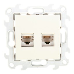 Розетка компьютерная 2xRJ45 Cat.5 Simon 24, слоновая кость